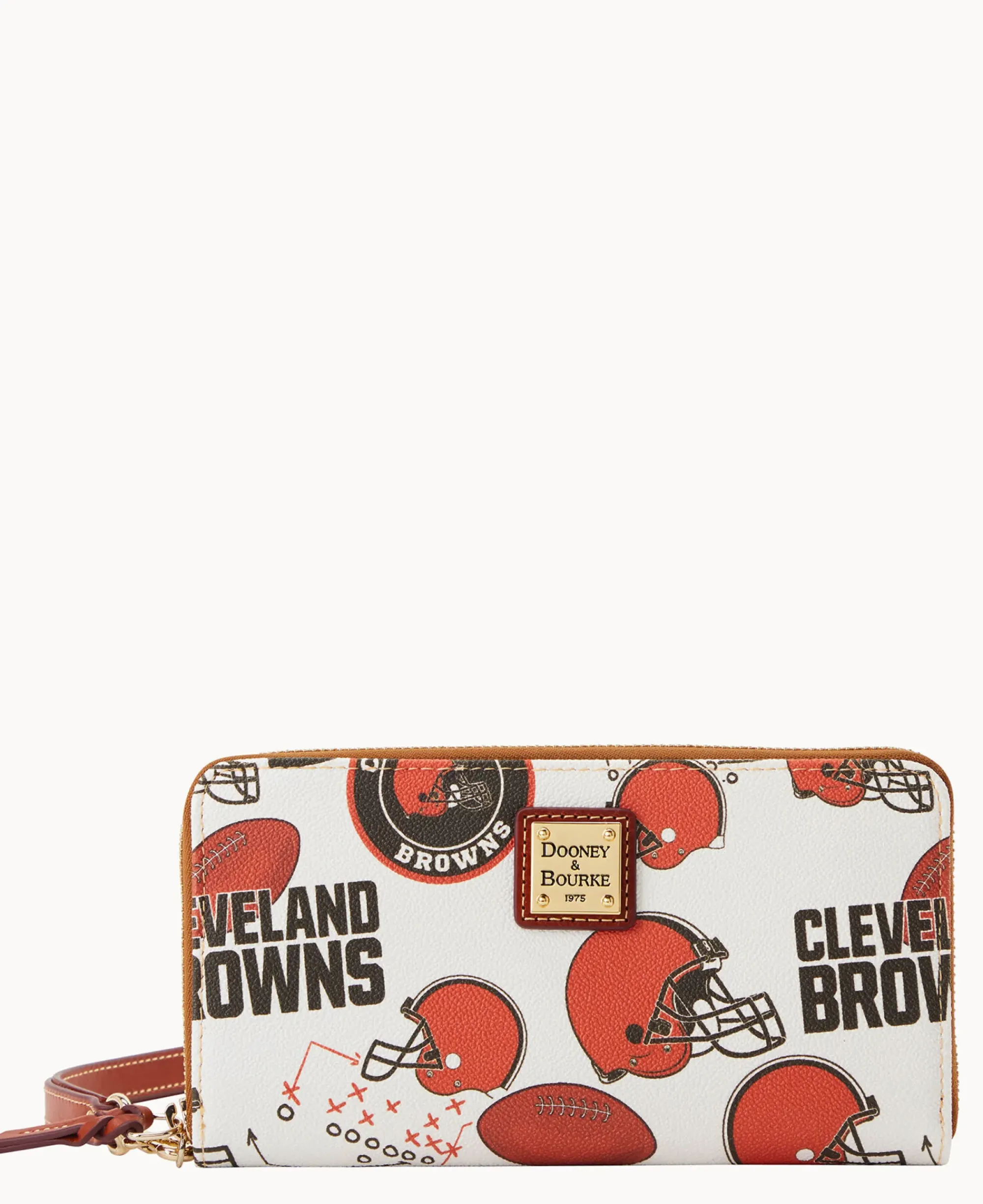 Dooney & Bourke Grab and Go|Wristlets<NFL Large Zip Around Wristlet BROWNS