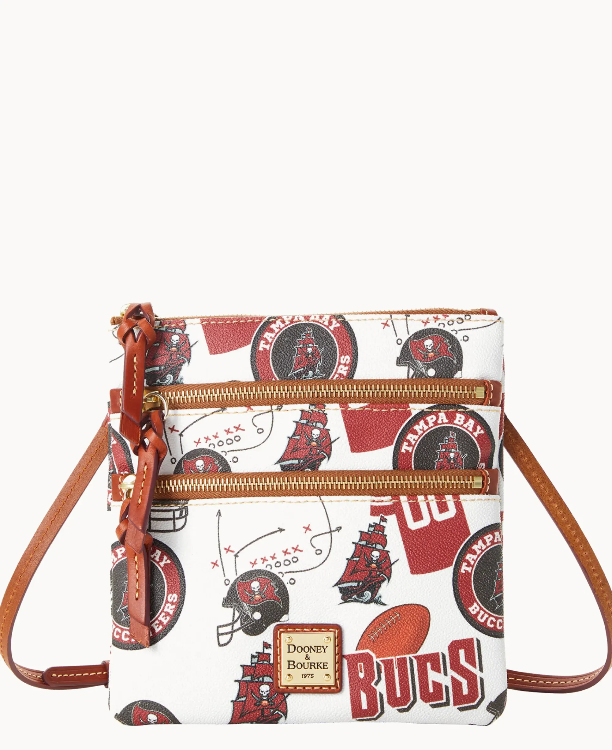 Dooney & Bourke Game Day Ready|Printed Fabric<NFL N S Triple Zip Crossbody BUCCANEERS