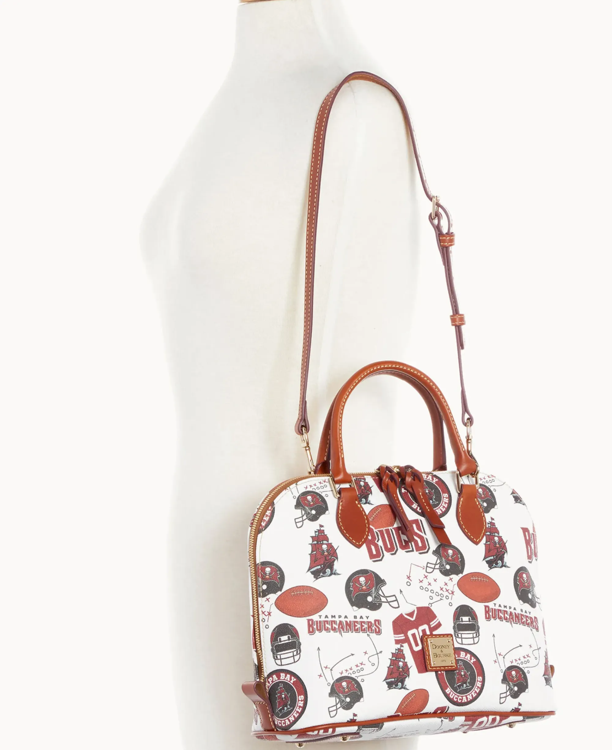 Dooney & Bourke Game Day Ready|Printed Fabric<NFL Zip Zip Satchel Buccaneers