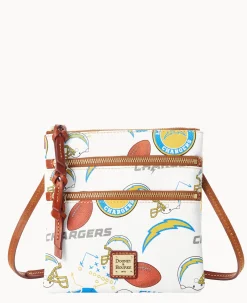Dooney & Bourke Game Day Ready|Printed Fabric<NFL N S Triple Zip Crossbody CHARGERS