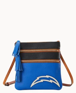 Dooney & Bourke Game Day Ready|Printed Fabric<NFL Triple Zip Crossbody Chargers