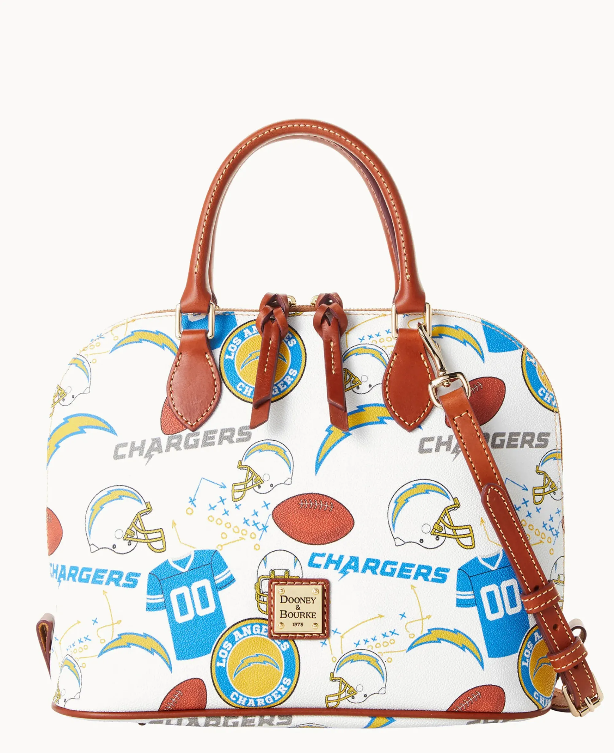 Dooney & Bourke Game Day Ready|Printed Fabric<NFL Zip Zip Satchel CHARGERS
