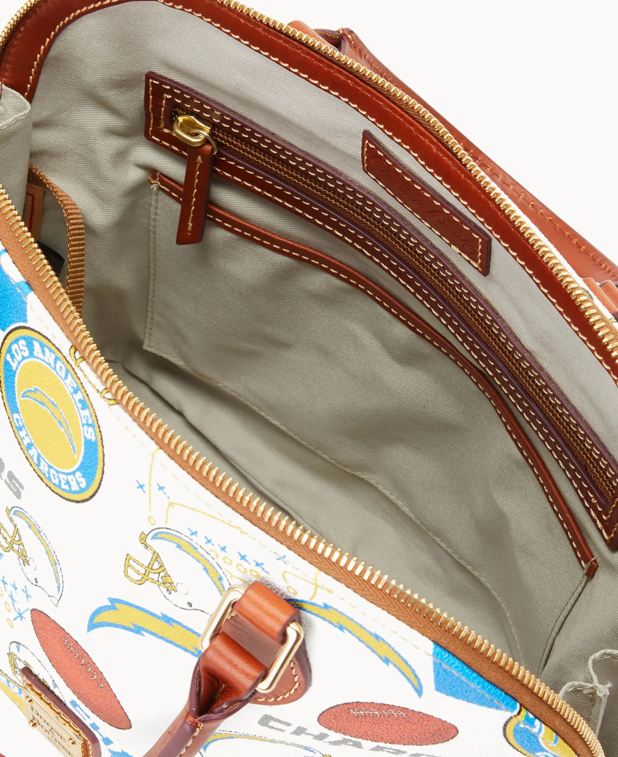 Dooney & Bourke Game Day Ready|Printed Fabric<NFL Zip Zip Satchel CHARGERS