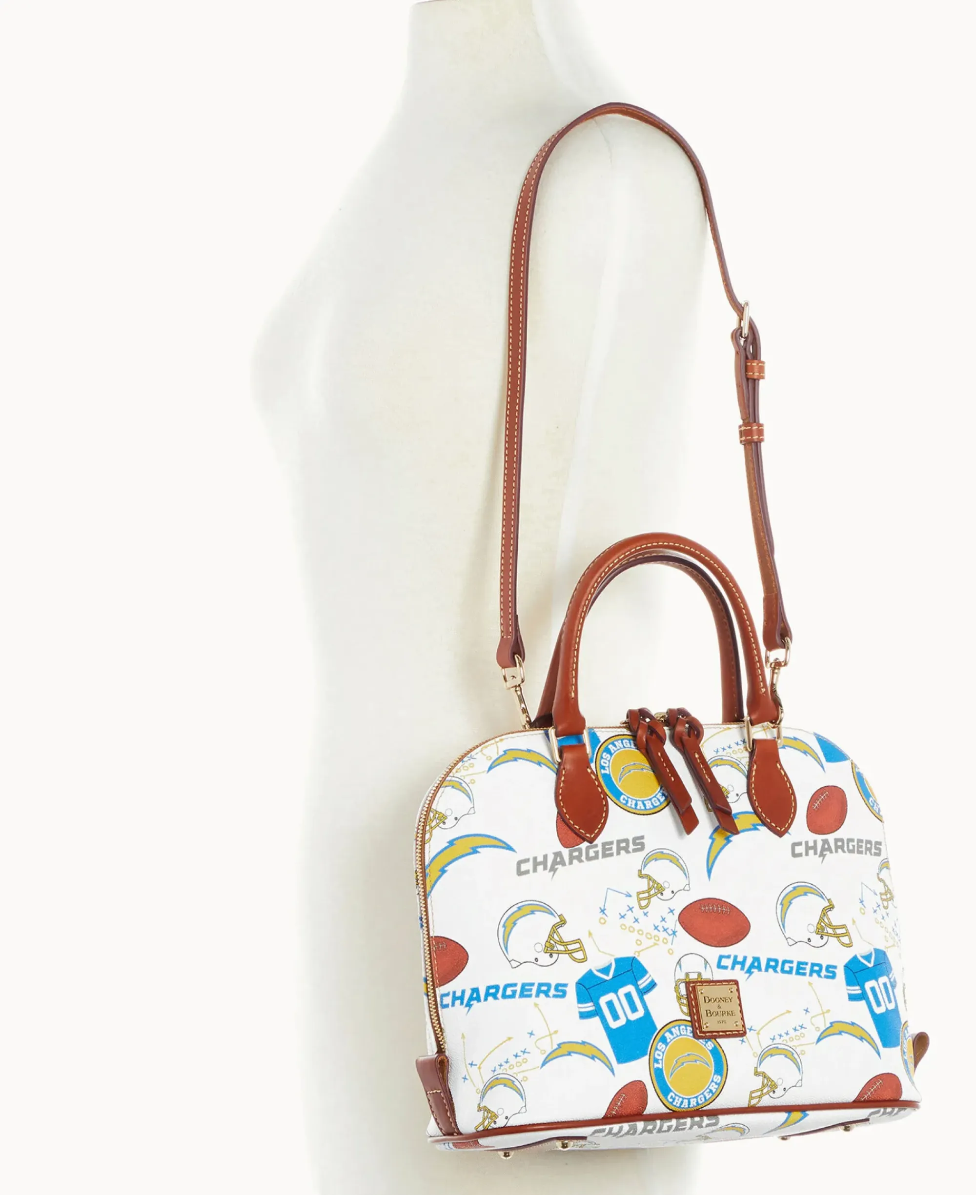 Dooney & Bourke Game Day Ready|Printed Fabric<NFL Zip Zip Satchel CHARGERS