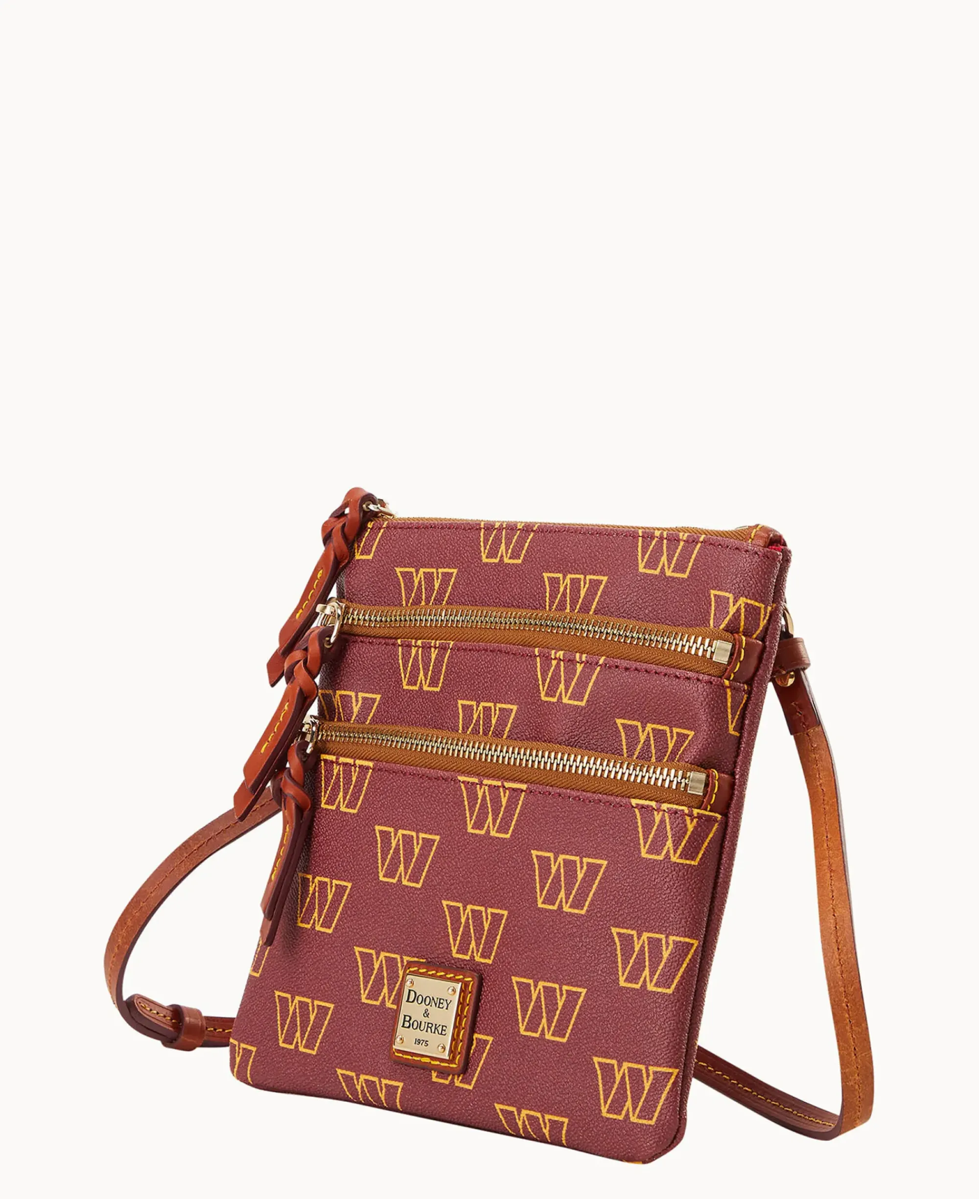 Dooney & Bourke Game Day Ready|Printed Fabric<NFL N S Triple Zip Crossbody Commanders