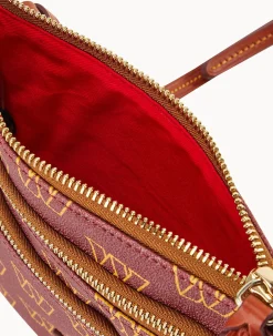 Dooney & Bourke Game Day Ready|Printed Fabric<NFL N S Triple Zip Crossbody Commanders