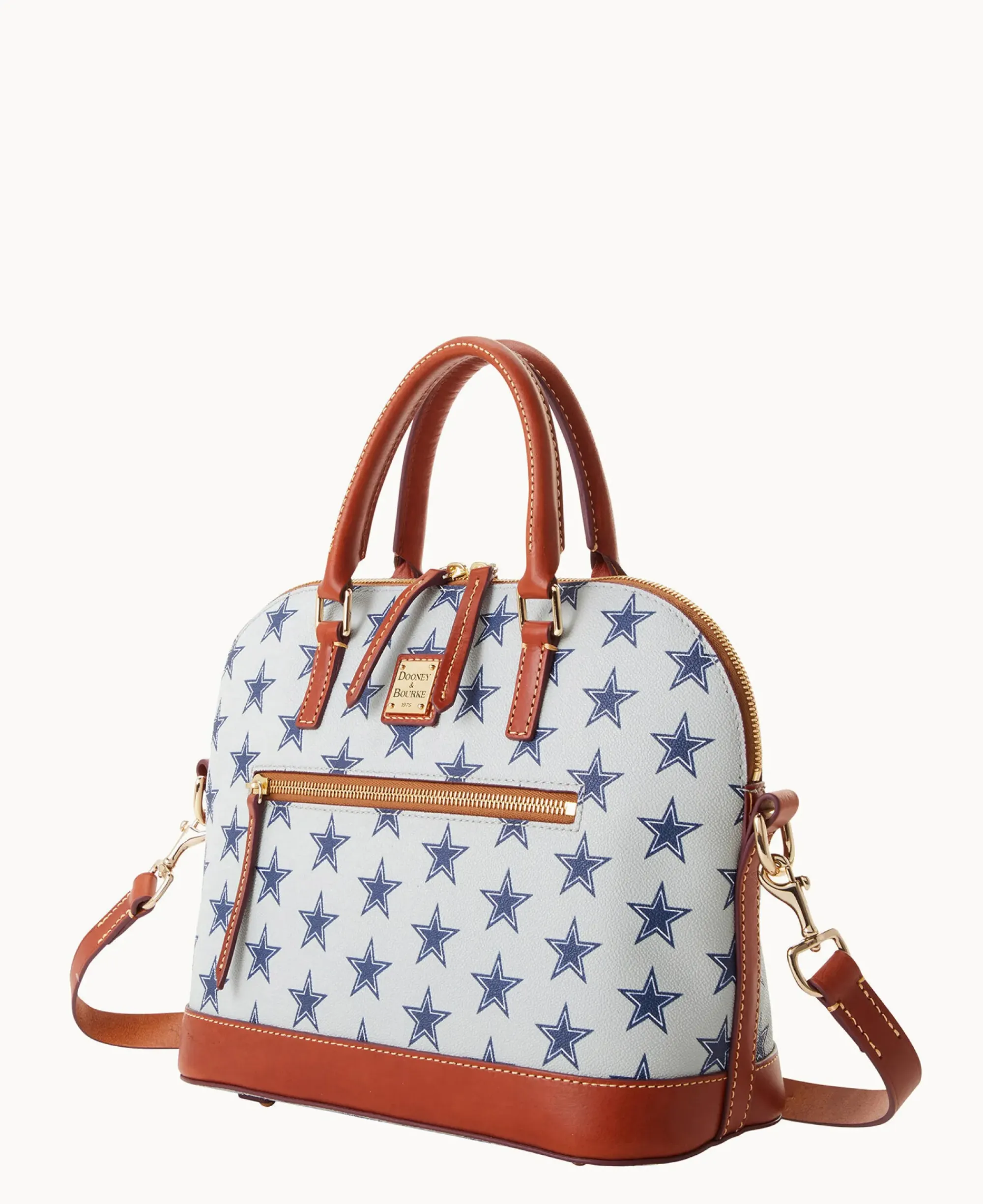 Dooney & Bourke Game Day Ready|Printed Fabric<NFL Domed Zip Satchel COWBOYS