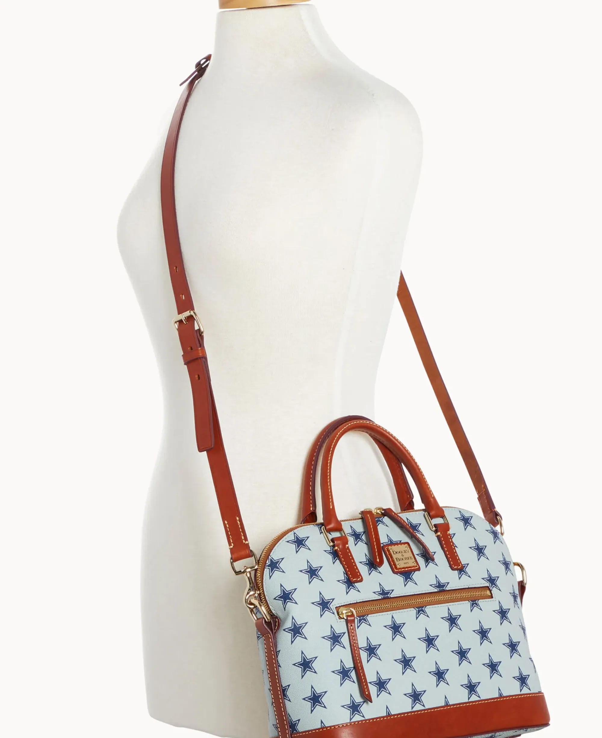 Dooney & Bourke Game Day Ready|Printed Fabric<NFL Domed Zip Satchel COWBOYS