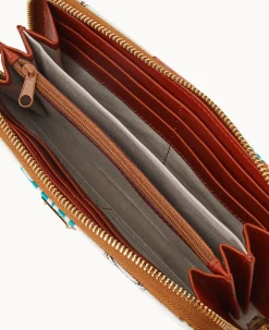 Dooney & Bourke Grab and Go|Wristlets<NFL Large Zip Around Wristlet DOLPHINS