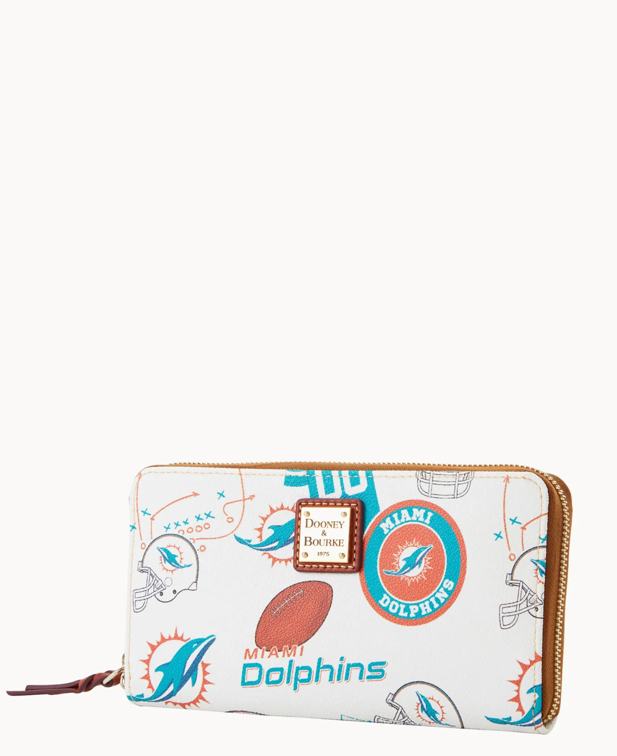 Dooney & Bourke Grab and Go|Wristlets<NFL Large Zip Around Wristlet DOLPHINS