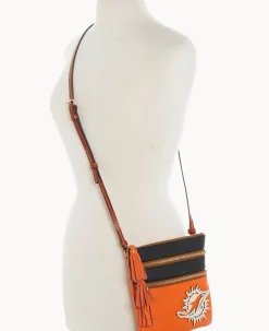 Dooney & Bourke Game Day Ready|Printed Fabric<NFL Triple Zip Crossbody Dolphins
