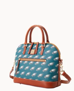 Dooney & Bourke Game Day Ready|Printed Fabric<NFL Domed Zip Satchel Eagles