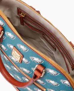 Dooney & Bourke Game Day Ready|Printed Fabric<NFL Domed Zip Satchel Eagles