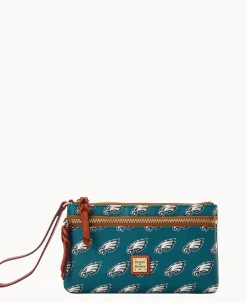 Dooney & Bourke Grab and Go|Wristlets<NFL Eagles Double Zip Wristlet Philadelphia Eagles