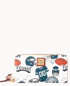 Dooney & Bourke Grab and Go|Wristlets<NFL Large Zip Around Wristlet EAGLES