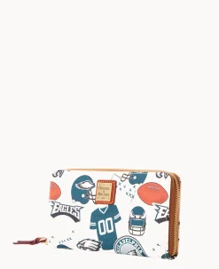 Dooney & Bourke Grab and Go|Wristlets<NFL Large Zip Around Wristlet EAGLES