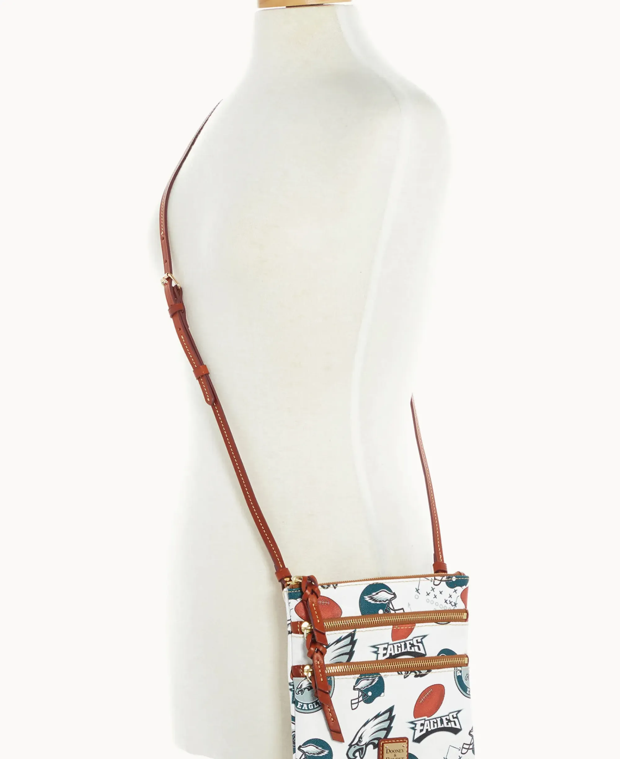 Dooney & Bourke Game Day Ready|Printed Fabric<NFL N S Triple Zip Crossbody EAGLES