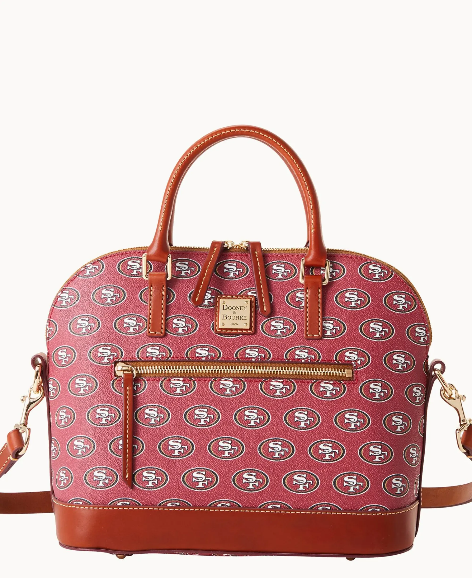 Dooney & Bourke Game Day Ready|Printed Fabric<NFL Domed Zip Satchel 49ERS