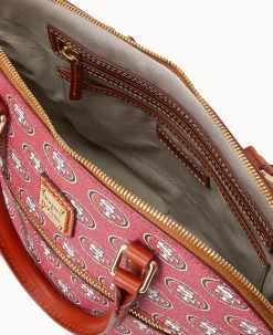 Dooney & Bourke Game Day Ready|Printed Fabric<NFL Domed Zip Satchel 49ERS