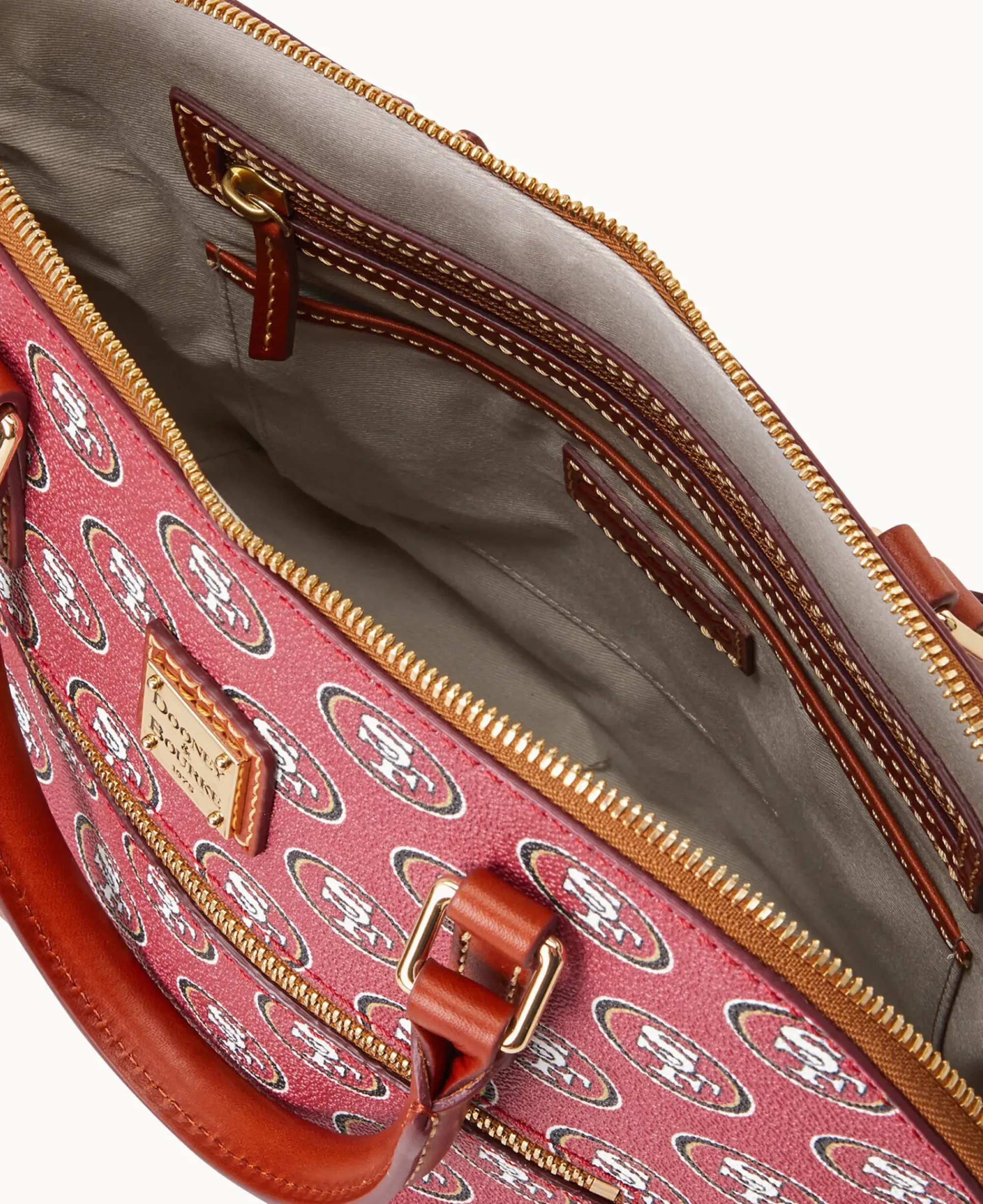 Dooney & Bourke Game Day Ready|Printed Fabric<NFL Domed Zip Satchel 49ERS