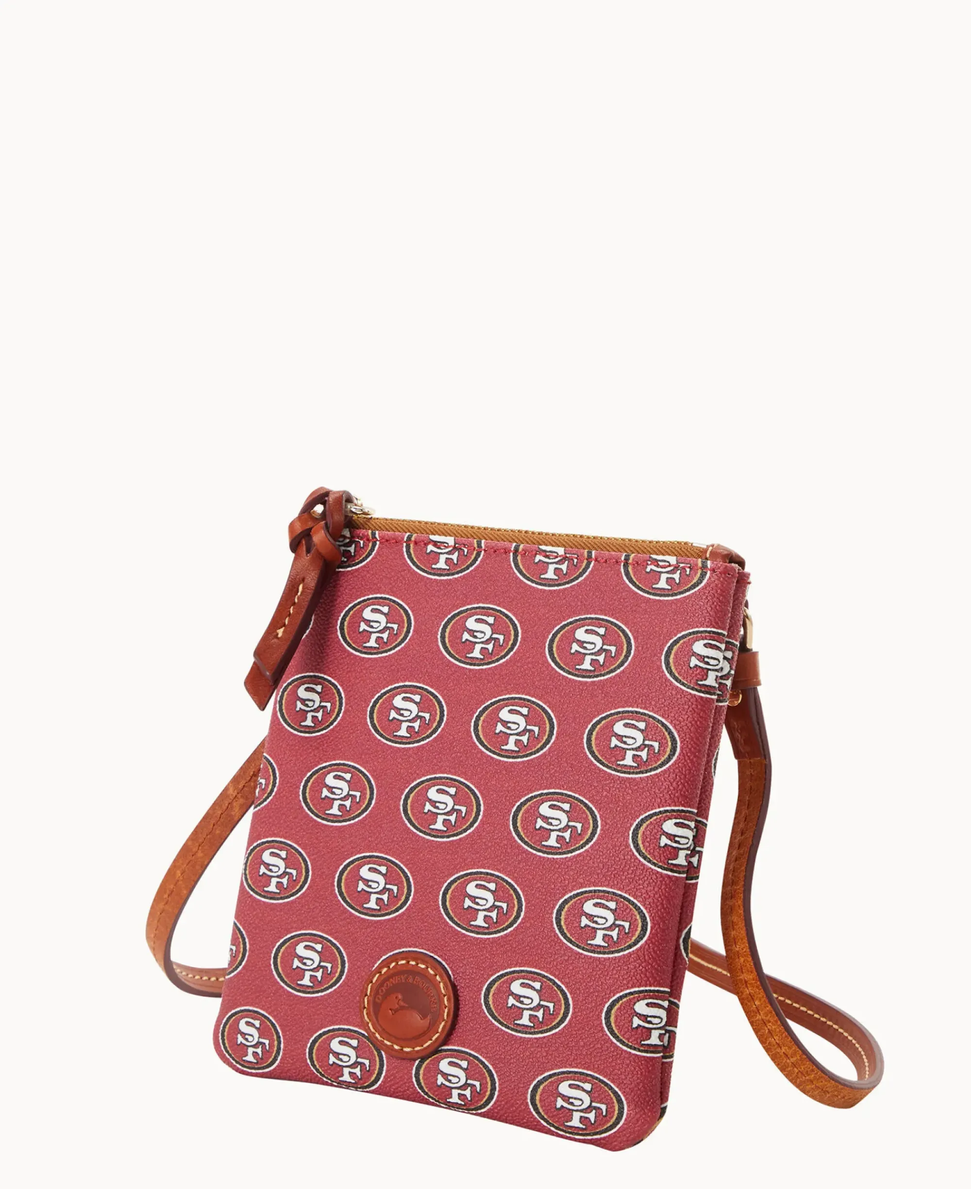 Dooney & Bourke Game Day Ready|Printed Fabric<NFL Small North South Top Zip Crossbody 49ERS