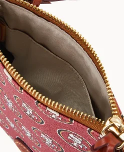 Dooney & Bourke Game Day Ready|Printed Fabric<NFL Small North South Top Zip Crossbody 49ERS
