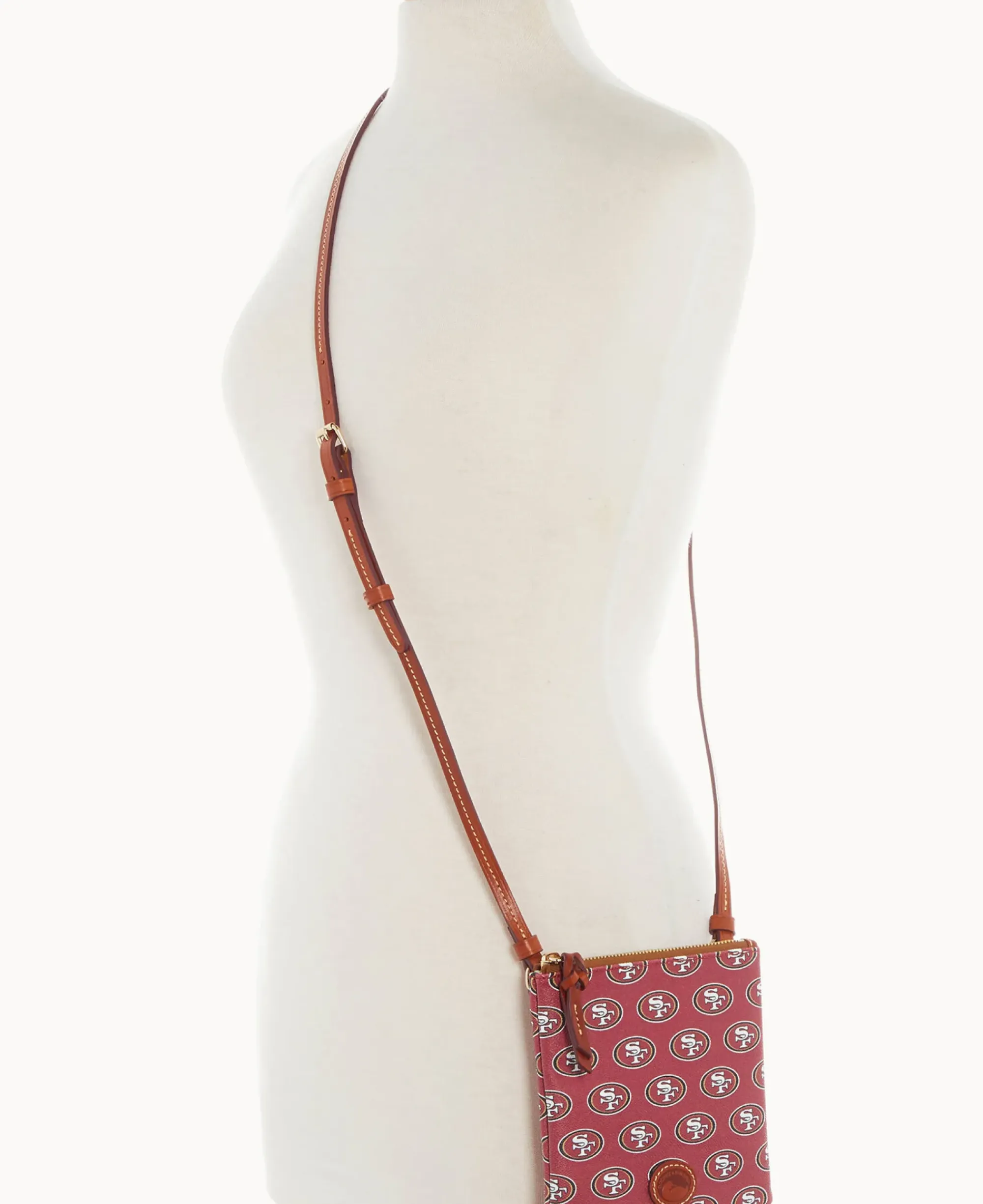 Dooney & Bourke Game Day Ready|Printed Fabric<NFL Small North South Top Zip Crossbody 49ERS