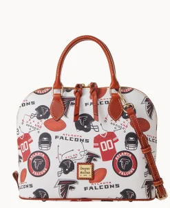 Dooney & Bourke Game Day Ready|Printed Fabric<NFL Zip Zip Satchel FALCONS
