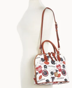 Dooney & Bourke Game Day Ready|Printed Fabric<NFL Zip Zip Satchel FALCONS