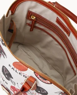 Dooney & Bourke Game Day Ready|Printed Fabric<NFL Zip Zip Satchel FALCONS