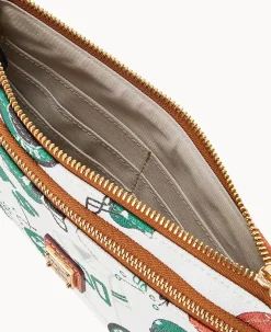 Dooney & Bourke Grab and Go|Wristlets<NFL Jets Double Zip Wristlet New York Jets