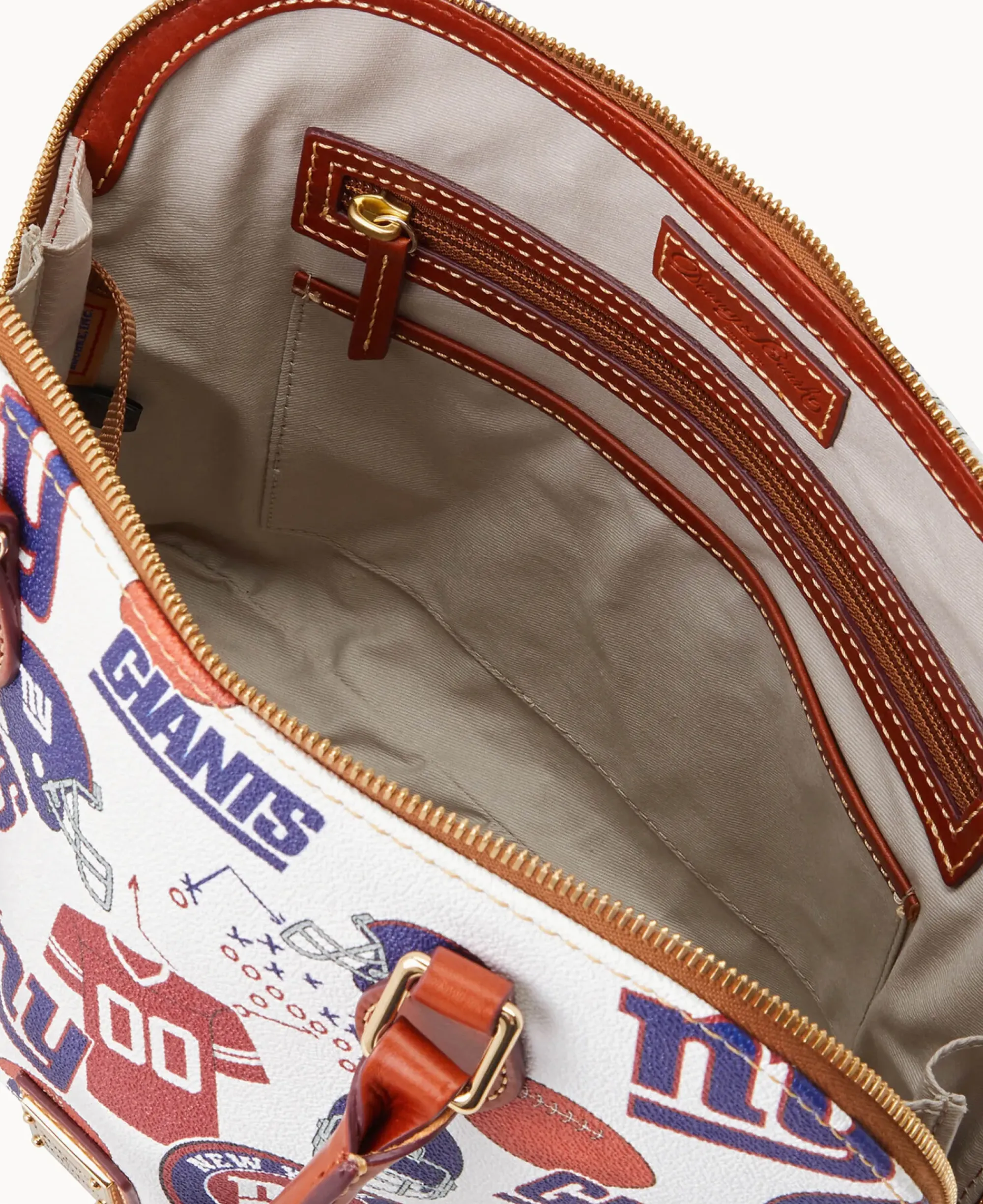 Dooney & Bourke Game Day Ready|Printed Fabric<NFL NY Zip Zip Satchel Giants