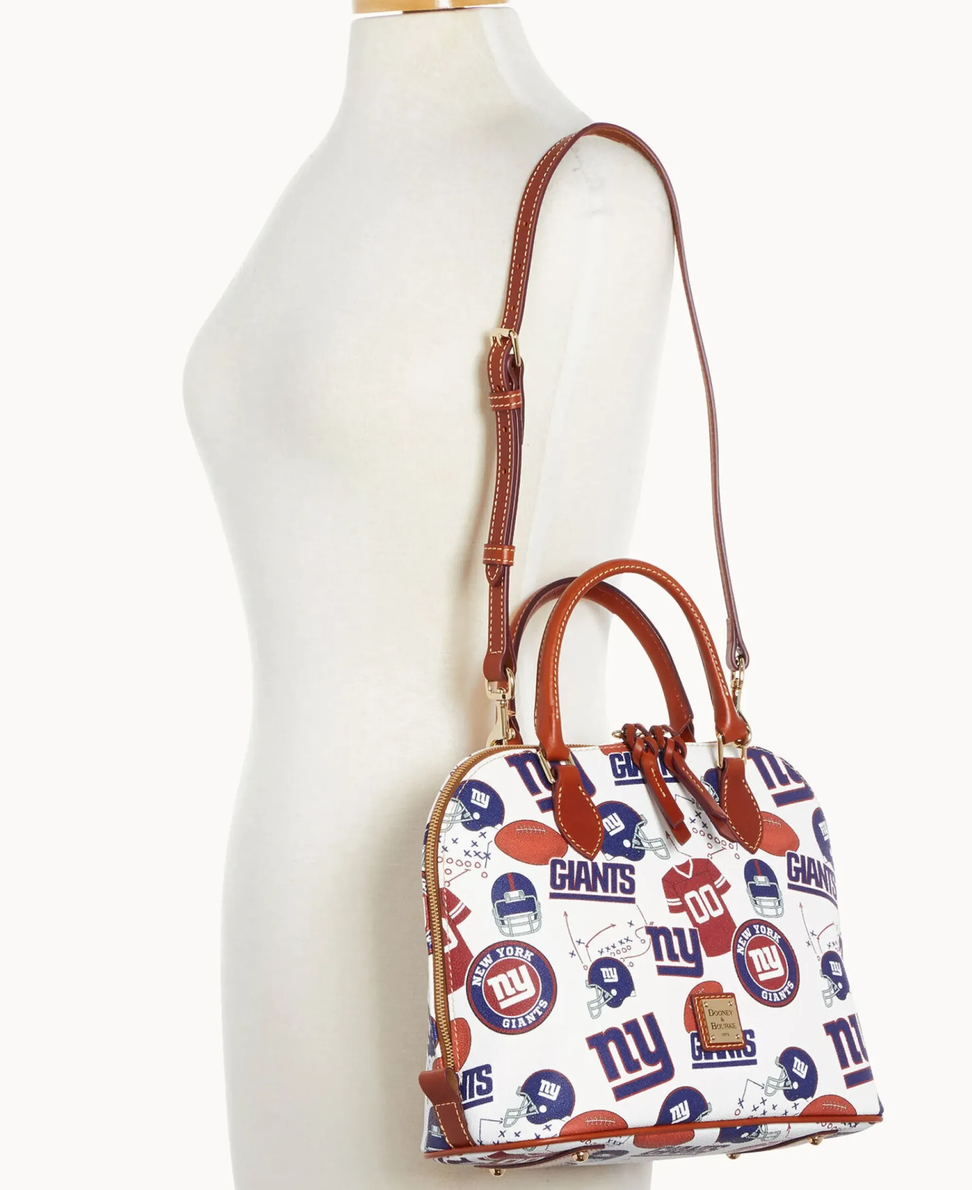 Dooney & Bourke Game Day Ready|Printed Fabric<NFL NY Zip Zip Satchel Giants