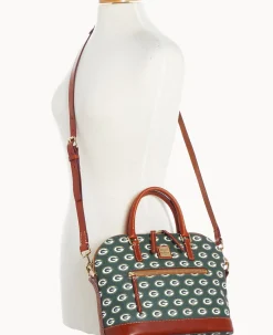 Dooney & Bourke Game Day Ready|Printed Fabric<NFL Domed Zip Satchel PACKERS
