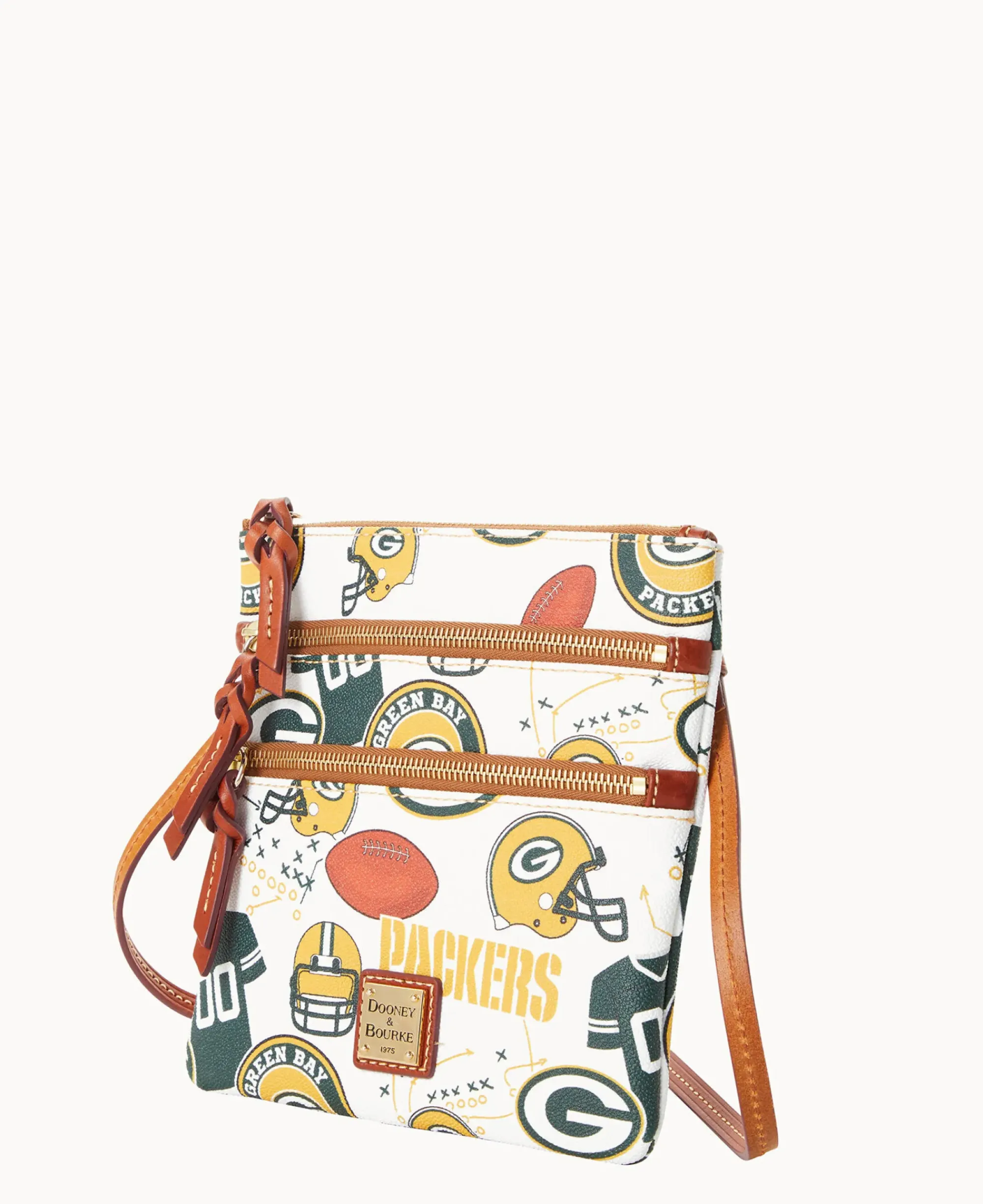 Dooney & Bourke Game Day Ready|Printed Fabric<NFL N S Triple Zip Crossbody PACKERS