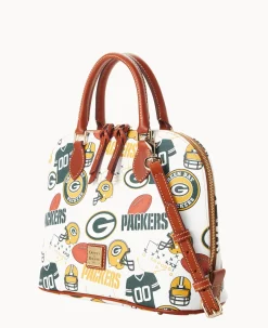 Dooney & Bourke Game Day Ready|Printed Fabric<NFL Zip Zip Satchel PACKERS