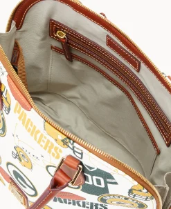 Dooney & Bourke Game Day Ready|Printed Fabric<NFL Zip Zip Satchel PACKERS