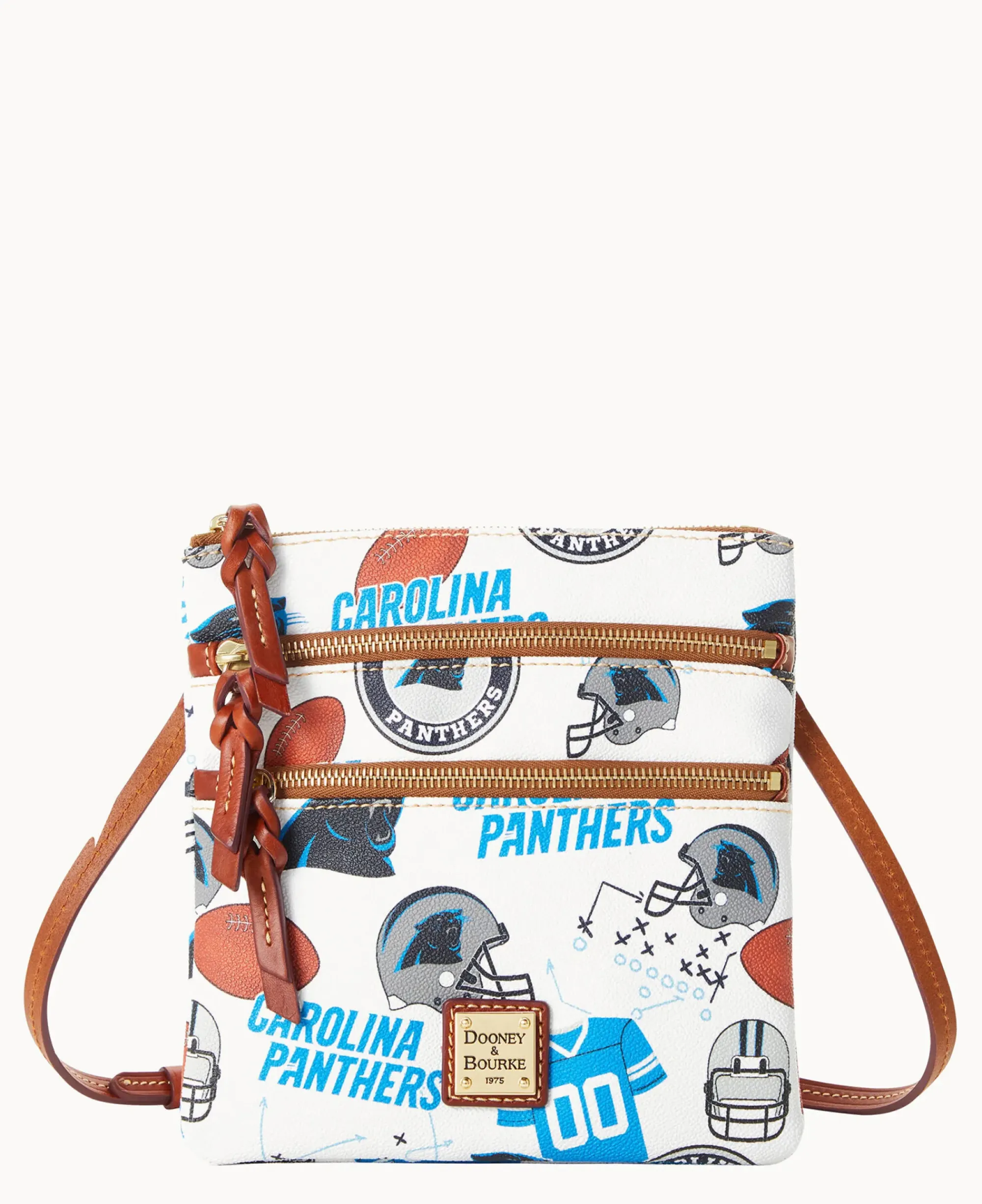 Dooney & Bourke Game Day Ready|Printed Fabric<NFL N S Triple Zip Crossbody PANTHERS