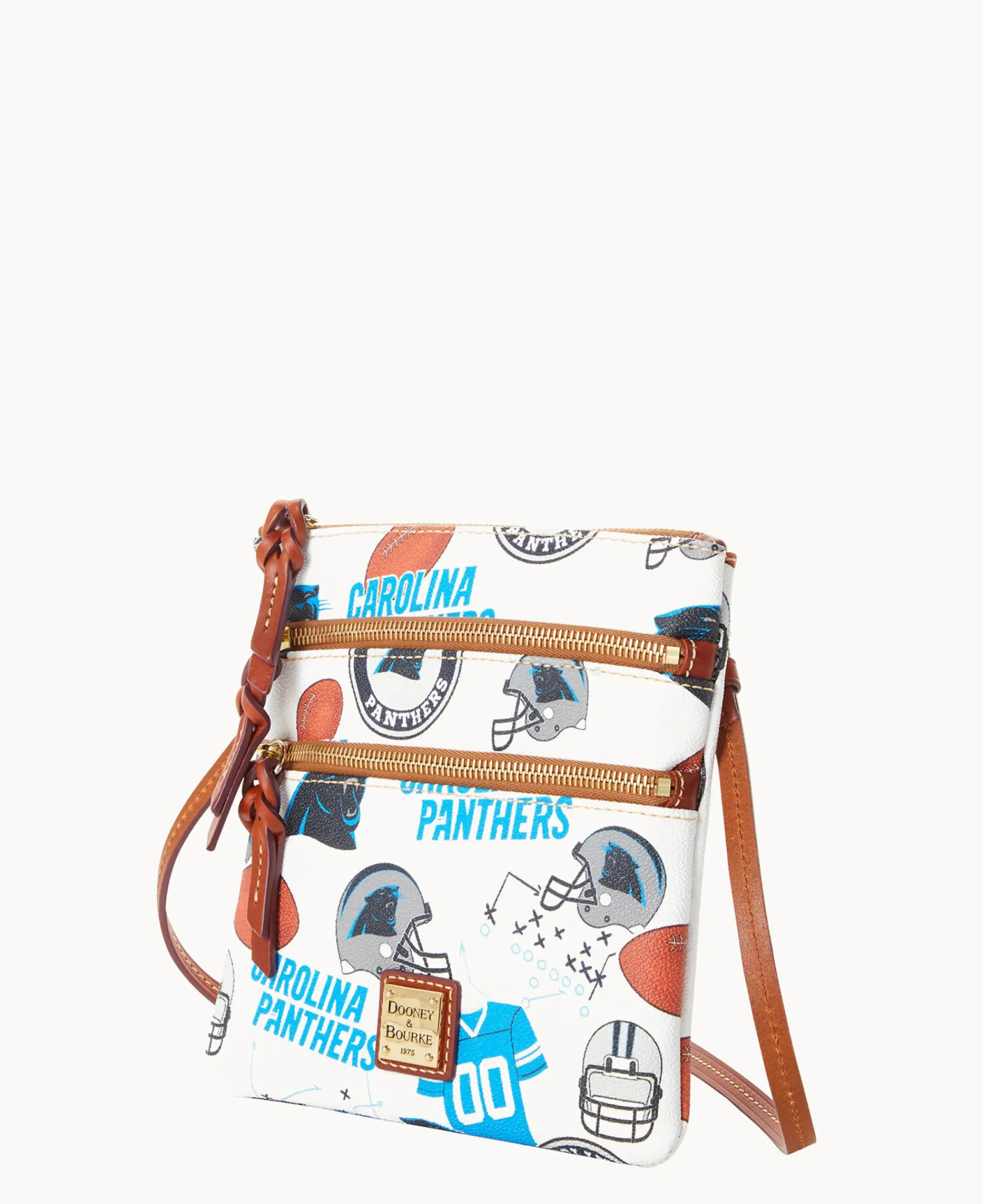 Dooney & Bourke Game Day Ready|Printed Fabric<NFL N S Triple Zip Crossbody PANTHERS