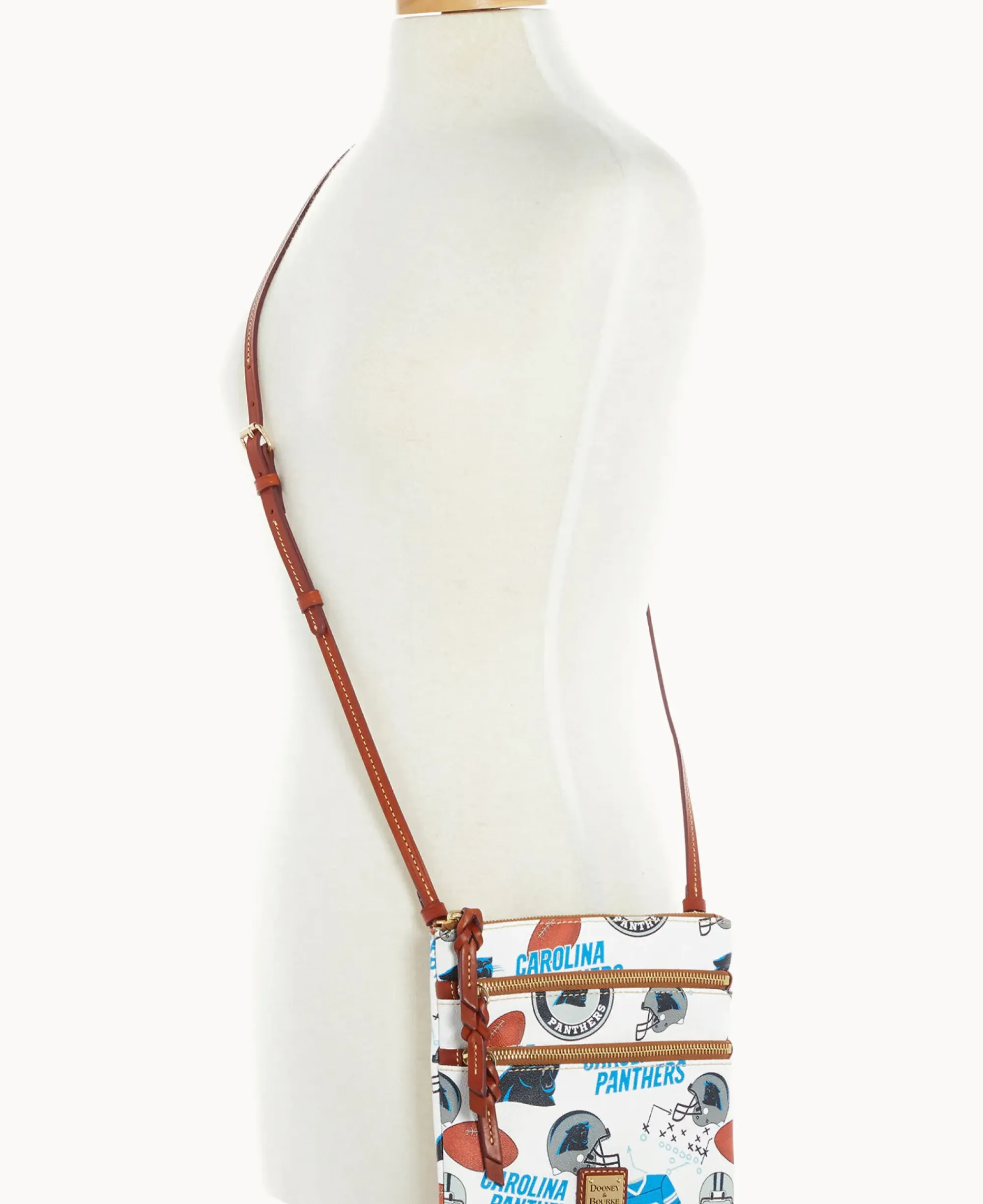 Dooney & Bourke Game Day Ready|Printed Fabric<NFL N S Triple Zip Crossbody PANTHERS