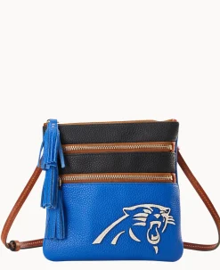 Dooney & Bourke Game Day Ready|Printed Fabric<NFL Triple Zip Crossbody Panthers