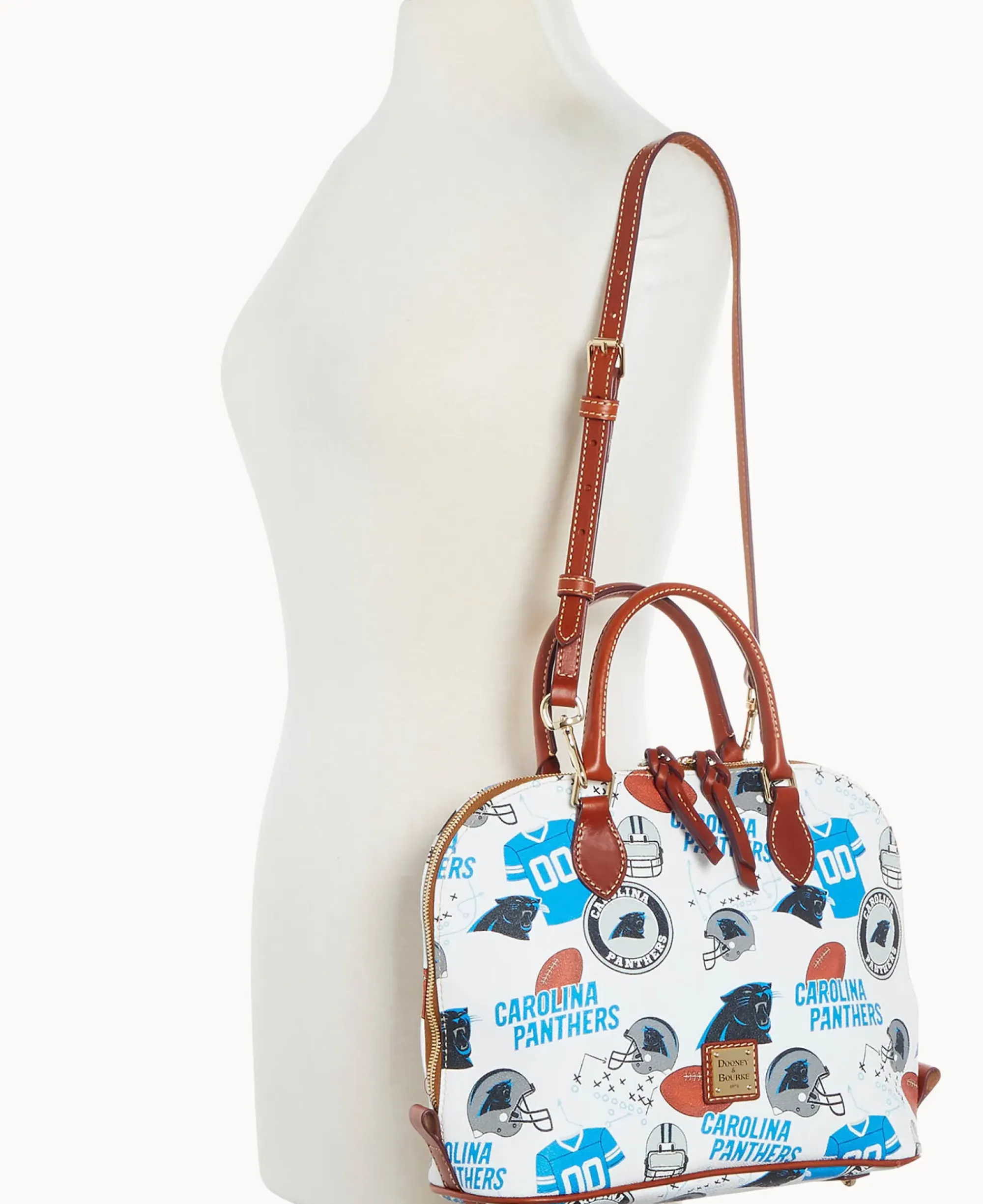 Dooney & Bourke Game Day Ready|Printed Fabric<NFL Zip Zip Satchel PANTHERS