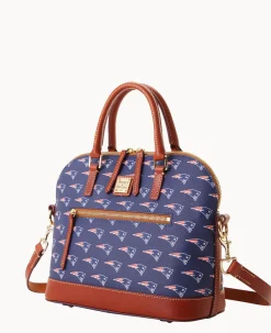 Dooney & Bourke Game Day Ready|Printed Fabric<NFL Domed Zip Satchel PATRIOTS