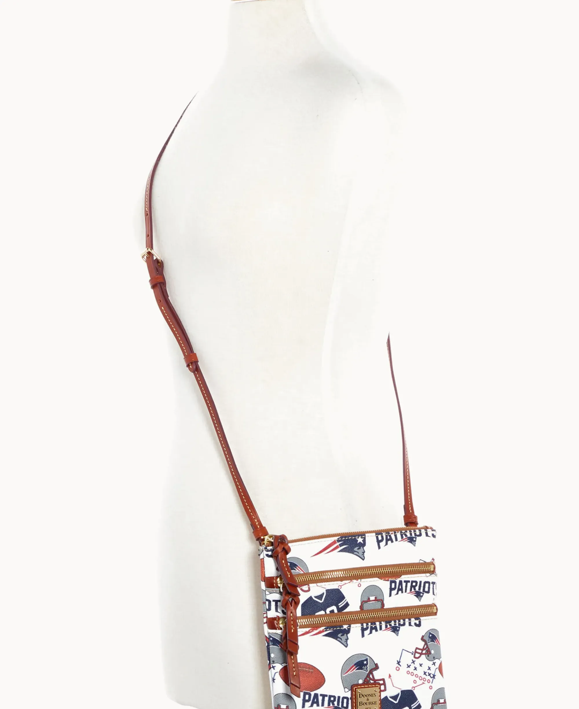Dooney & Bourke Game Day Ready|Printed Fabric<NFL N S Triple Zip Crossbody PATRIOTS