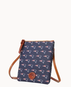 Dooney & Bourke Game Day Ready|Printed Fabric<NFL North South Top Zip Crossbody Patriots