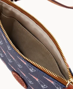 Dooney & Bourke Game Day Ready|Printed Fabric<NFL Top Zip Crossbody Patriots