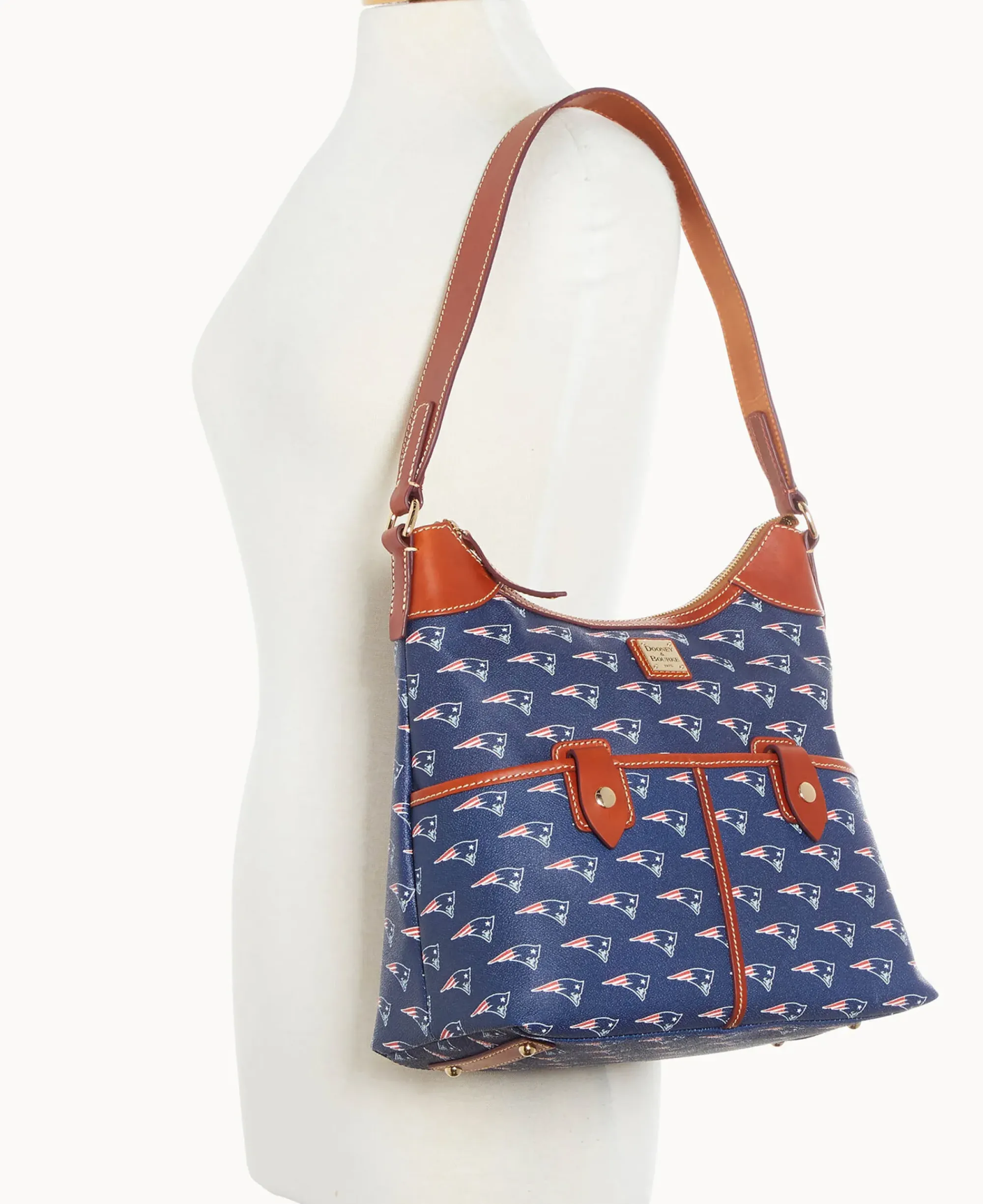Dooney & Bourke Game Day Ready|Printed Fabric<NFL Zip Hobo PATRIOTS