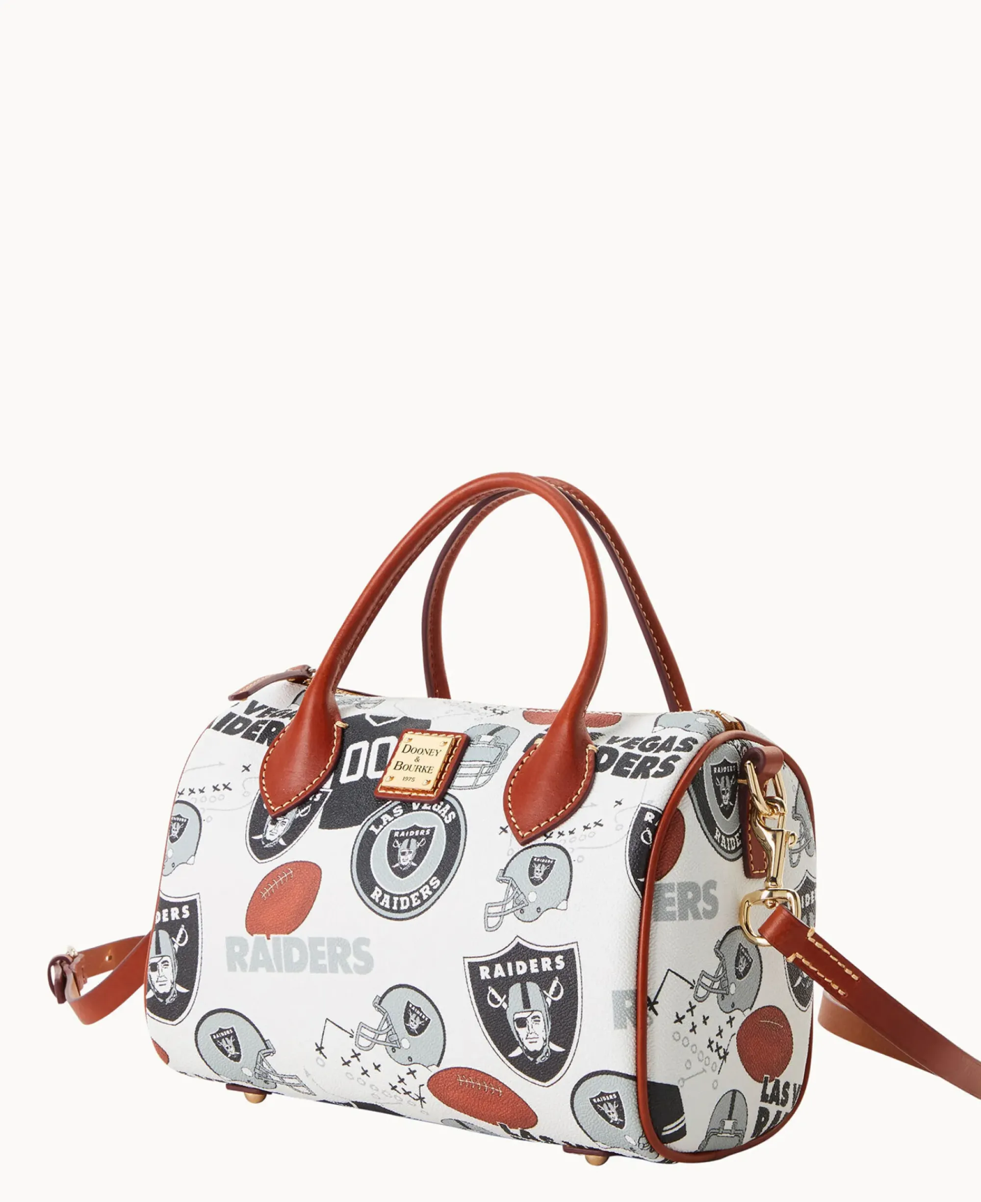 Dooney & Bourke Game Day Ready|Printed Fabric<NFL Barrel Satchel RAIDERS