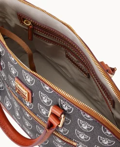 Dooney & Bourke Game Day Ready|Printed Fabric<NFL Domed Zip Satchel Raiders