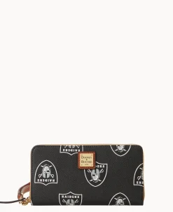 Dooney & Bourke Grab and Go|Wristlets<NFL Large Zip Around Wristlet Raiders
